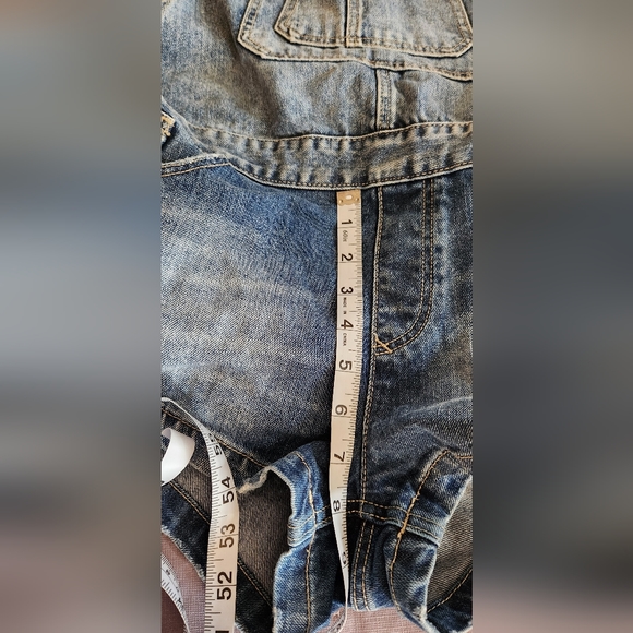 Zara Overalls TRF Blue Denim Womens Shorts Size L With Zipper On The Side - Picture 14 of 16